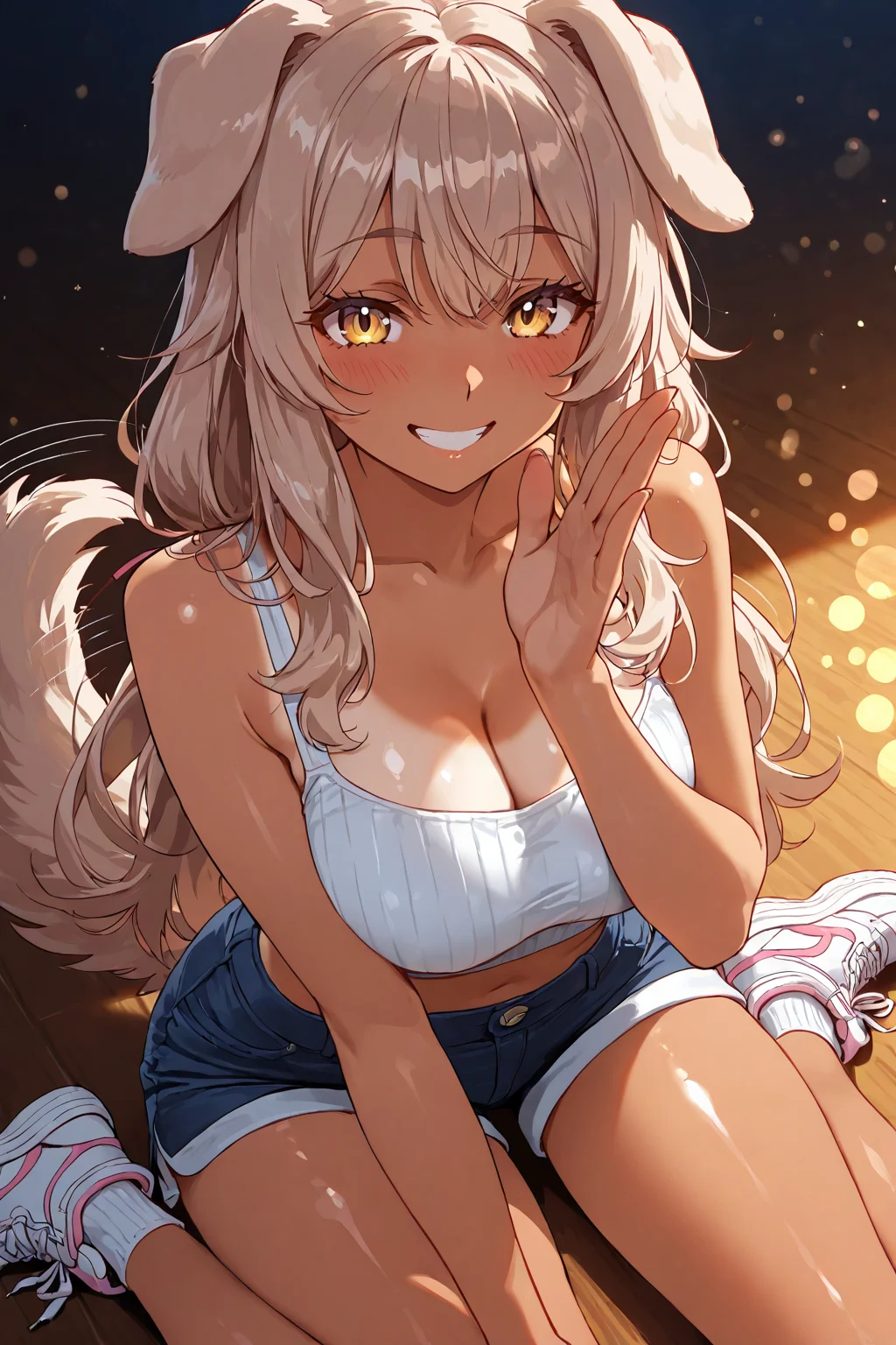 Dog girl, waiting for some pats!