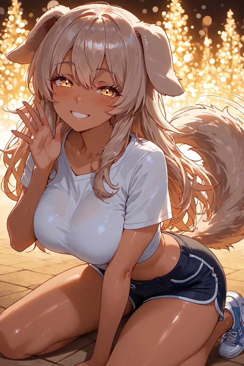 Dog girl, waiting for some pats!