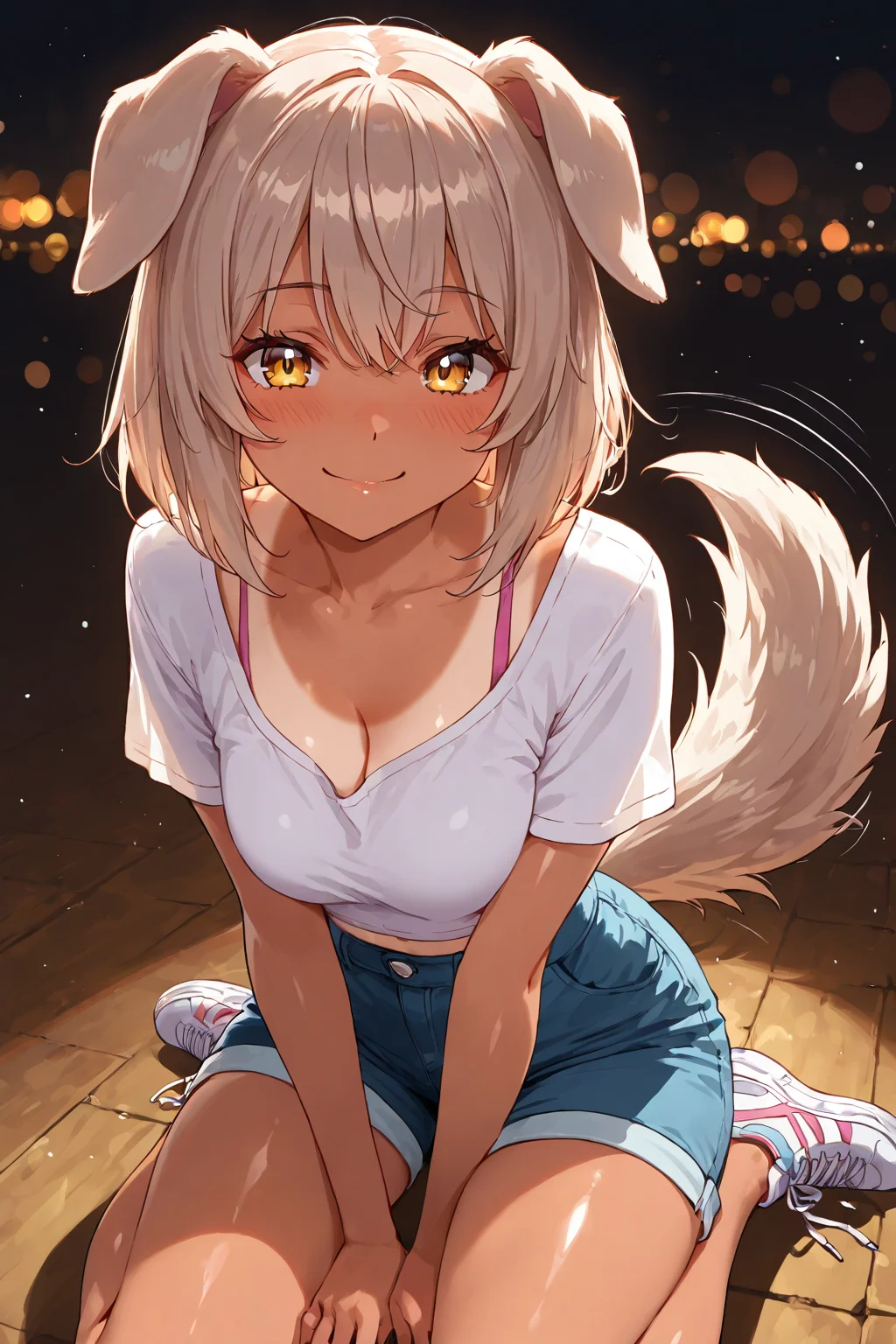 Dog girl, waiting for some pats!