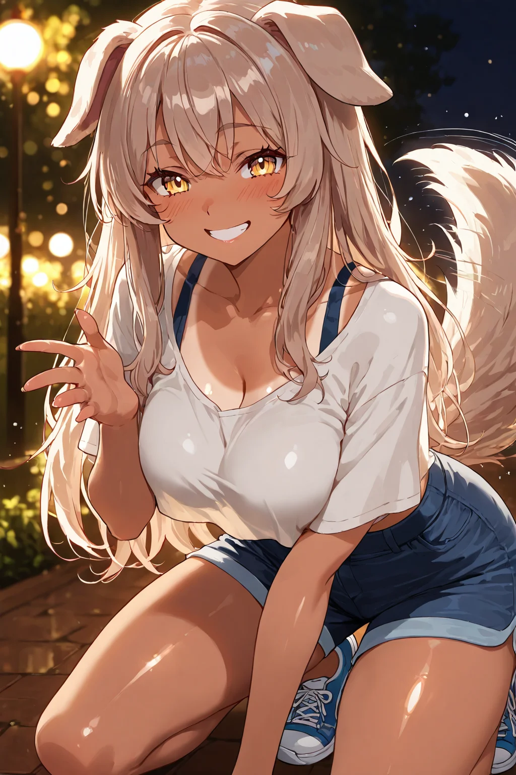 Dog girl, waiting for some pats!